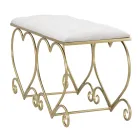 Bænk i guldjern med sæde polstret og dækket af stof - Alchimia Viadurini