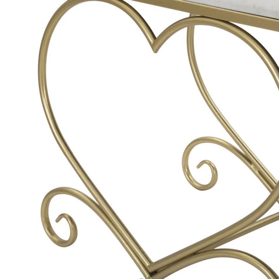 Bænk i guldjern med sæde polstret og dækket af stof - Alchimia Viadurini