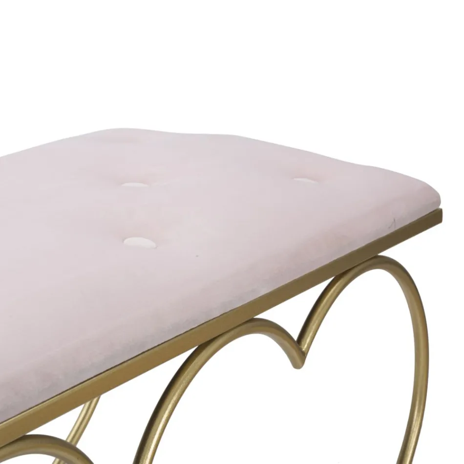 Bænk i guldjern med sæde polstret og dækket af stof - Alchimia Viadurini