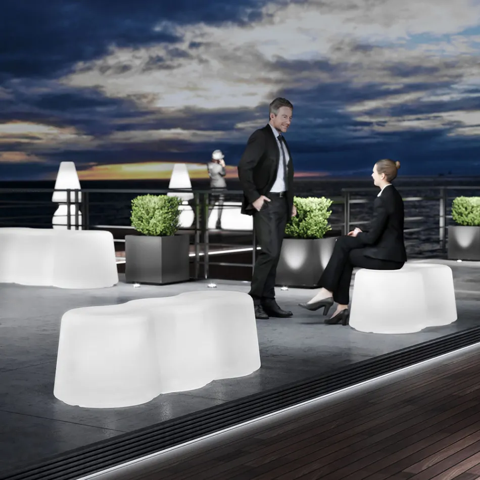 Bølget udendørs bænk i polyethylen Fremstillet i Italien - Brenda Viadurini