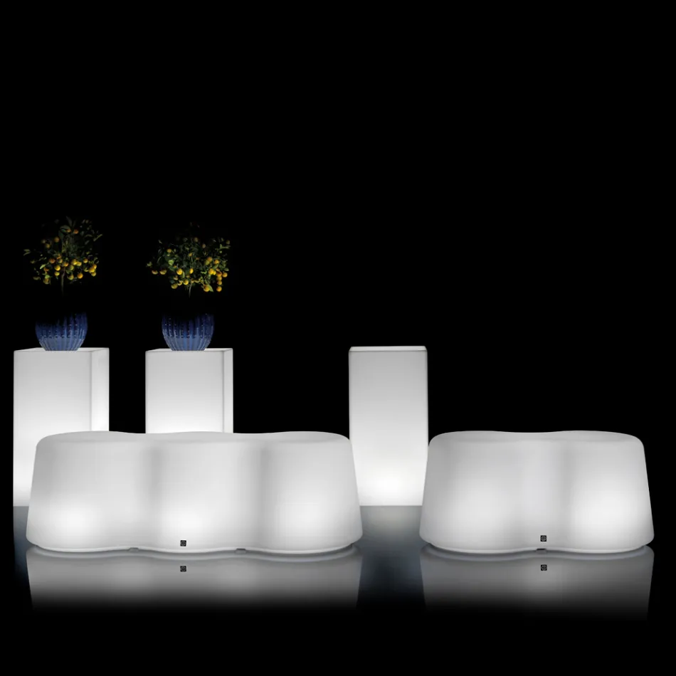 Bølget udendørs lysende bænk i polyethylen Fremstillet i Italien - Brenda Viadurini