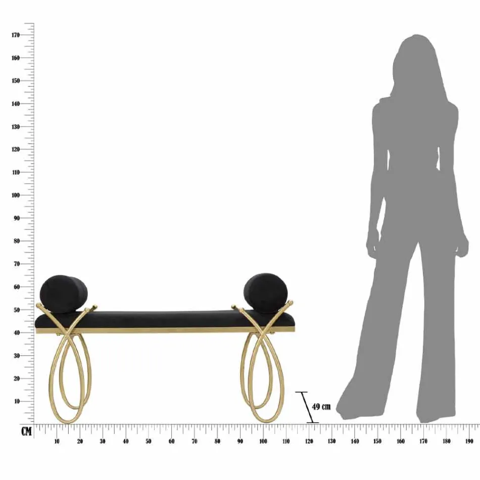 Moderne design rektangulær bænk i jern, MDF og stof - Hærdning Viadurini