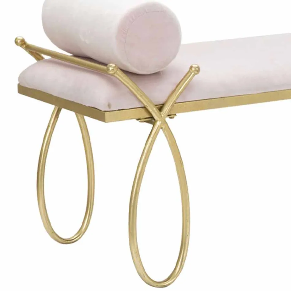 Moderne design rektangulær bænk i jern, MDF og stof - Hærdning Viadurini