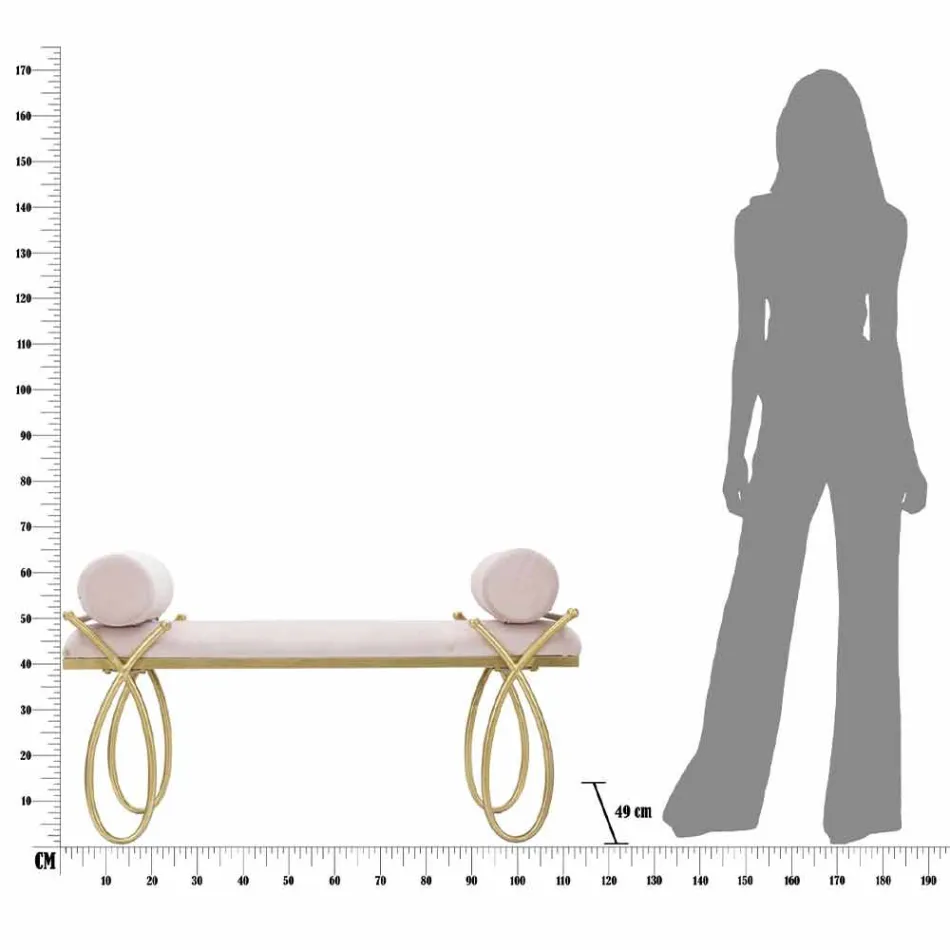 Moderne design rektangulær bænk i jern, MDF og stof - Hærdning Viadurini