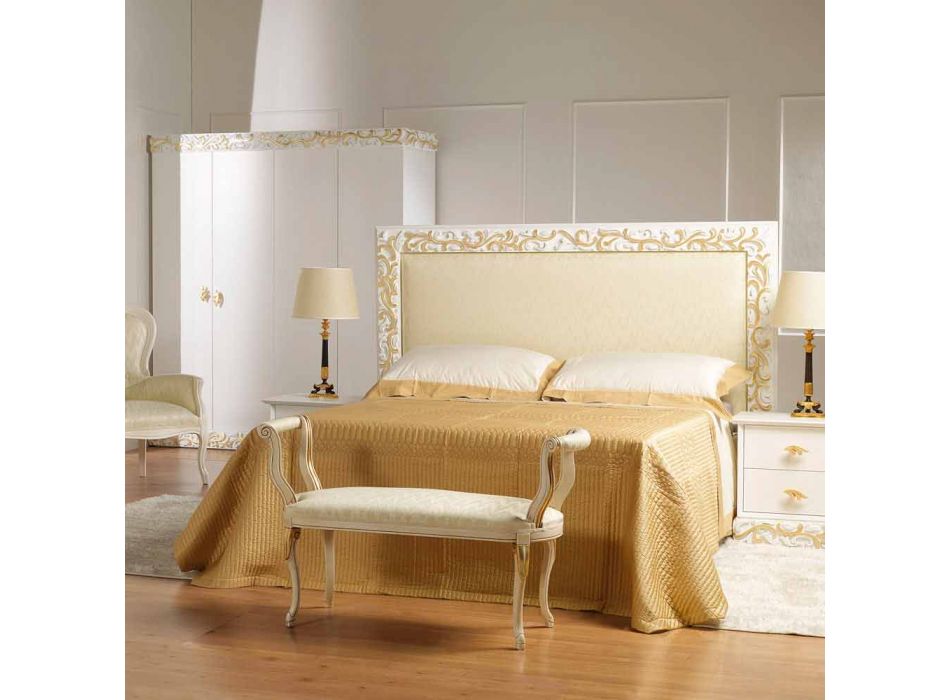 Bench Mat klassisk design elfenben med guld dekorationer Tyler Viadurini