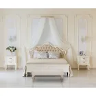 Shabby Chic bænk i træ med sæde i quiltet stof - Rocchetta Viadurini