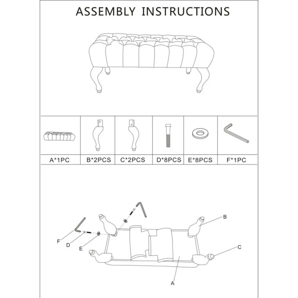 Shabby Chic bænk i træ med sæde i quiltet stof - Rocchetta Viadurini