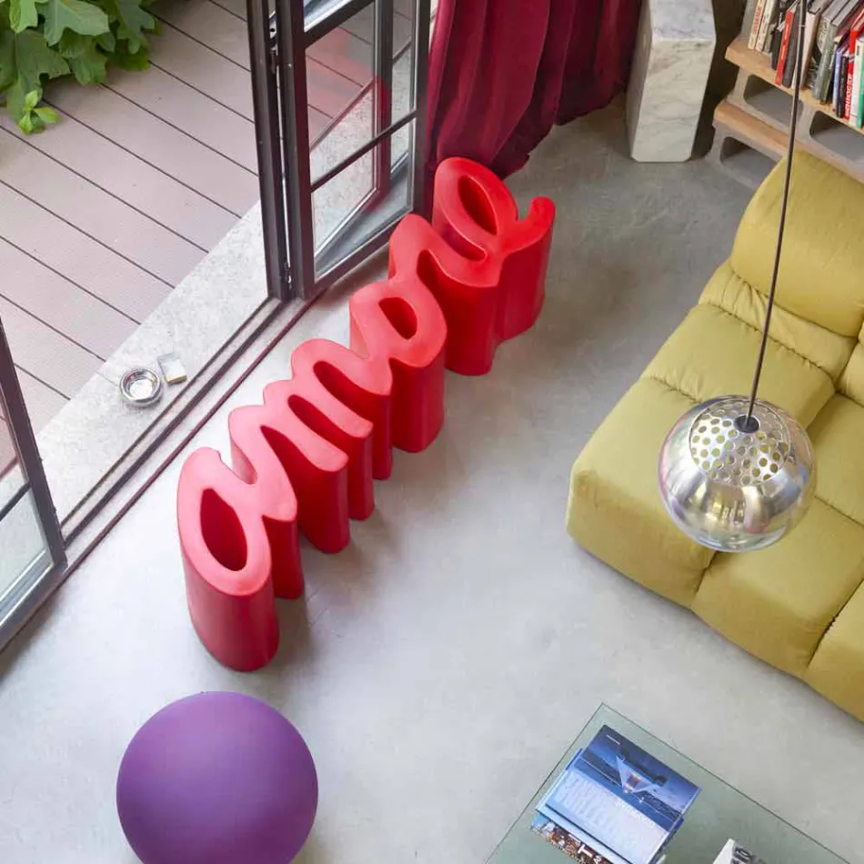 Farvet designbænk Slide Kærlighed moderne lavet i Italien Viadurini