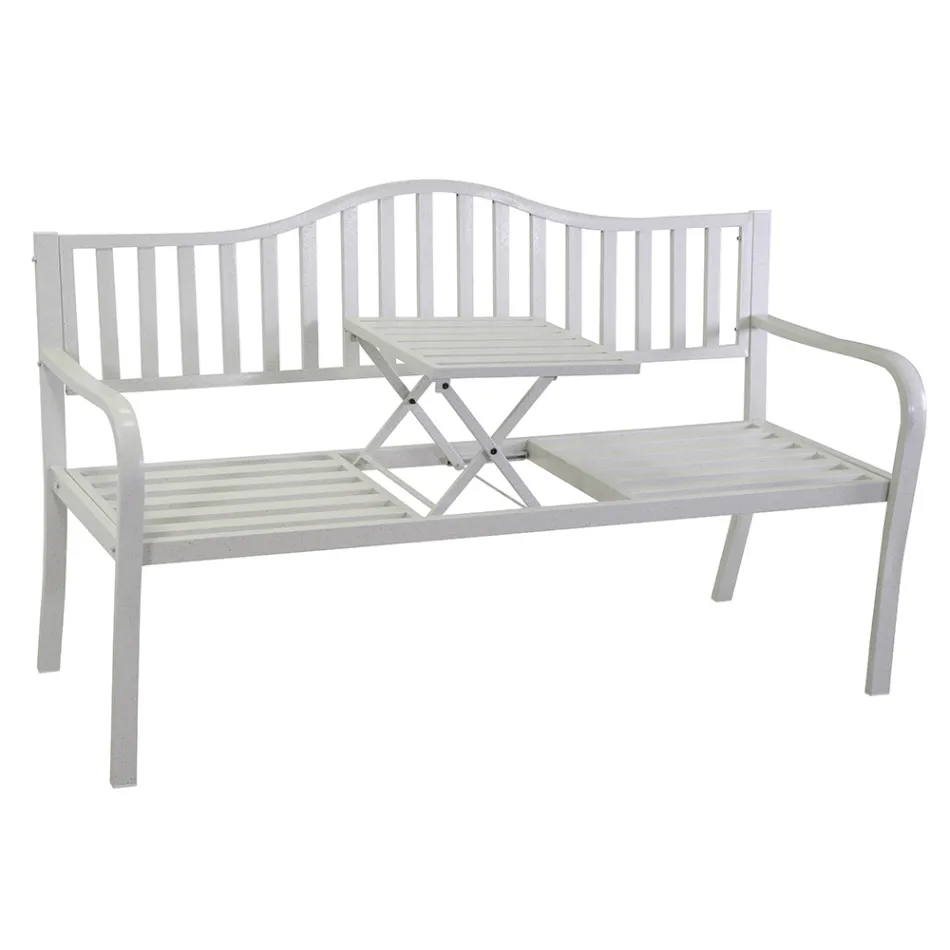 Udendørs bænk lavet af metal med udtrækkeligt bord - Graffetta Viadurini