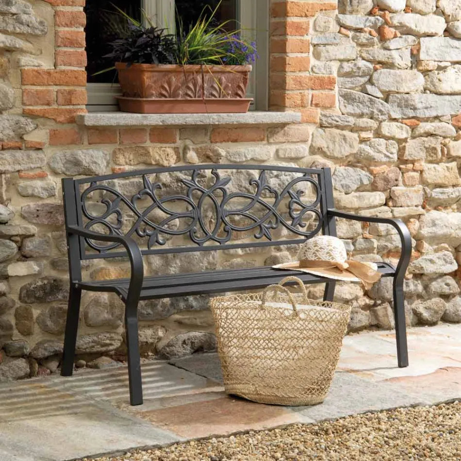 Havebænk lavet af metal med forskellige overflader - hæftemaskine Viadurini