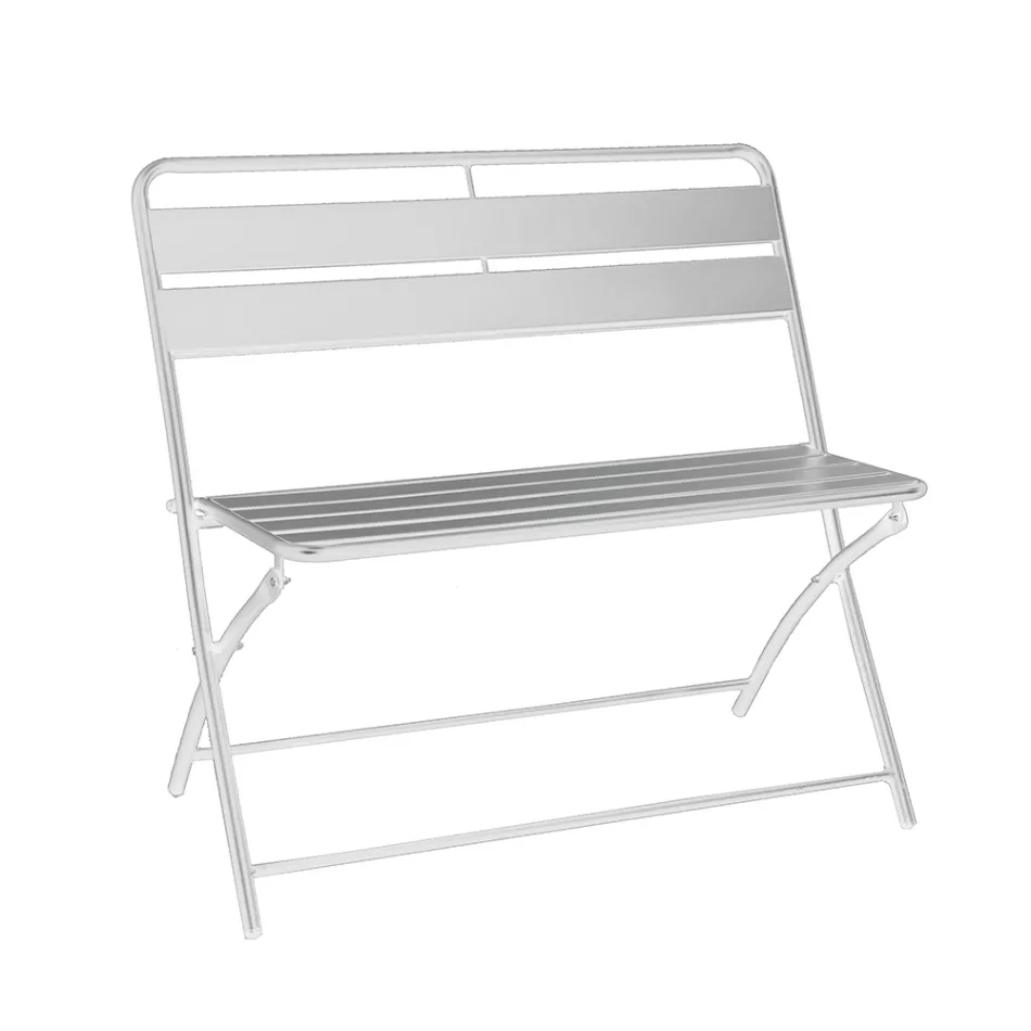 Sammenklappelig havebænk lavet af metal - Ribbon Viadurini