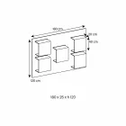 Vægpanel i Canaletto valnøddetræ og glasreoler 2 størrelser - basilikum Viadurini