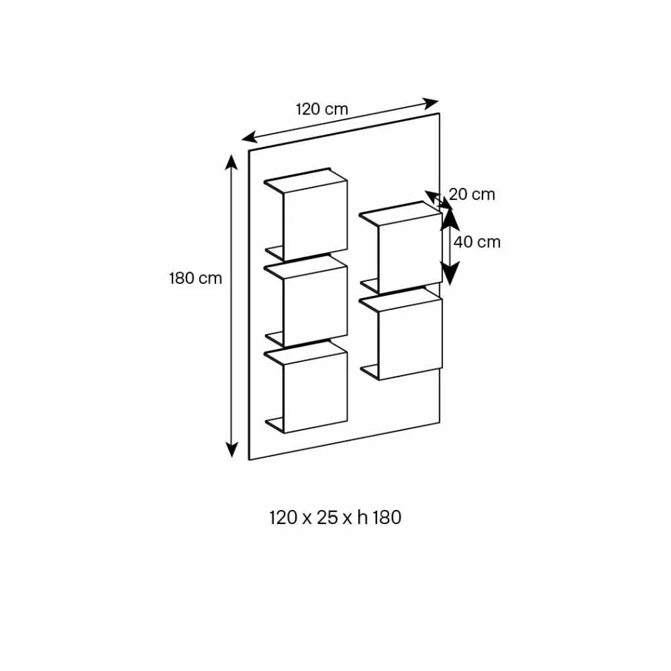 Vægpanel i Canaletto valnøddetræ og glasreoler 2 størrelser - basilikum Viadurini