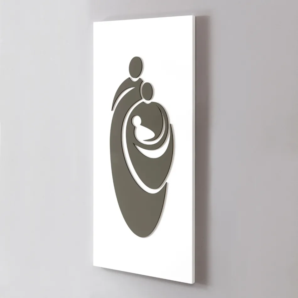 Panel, der viser den lasergraverede familie lavet i Italien - Chiaki Viadurini