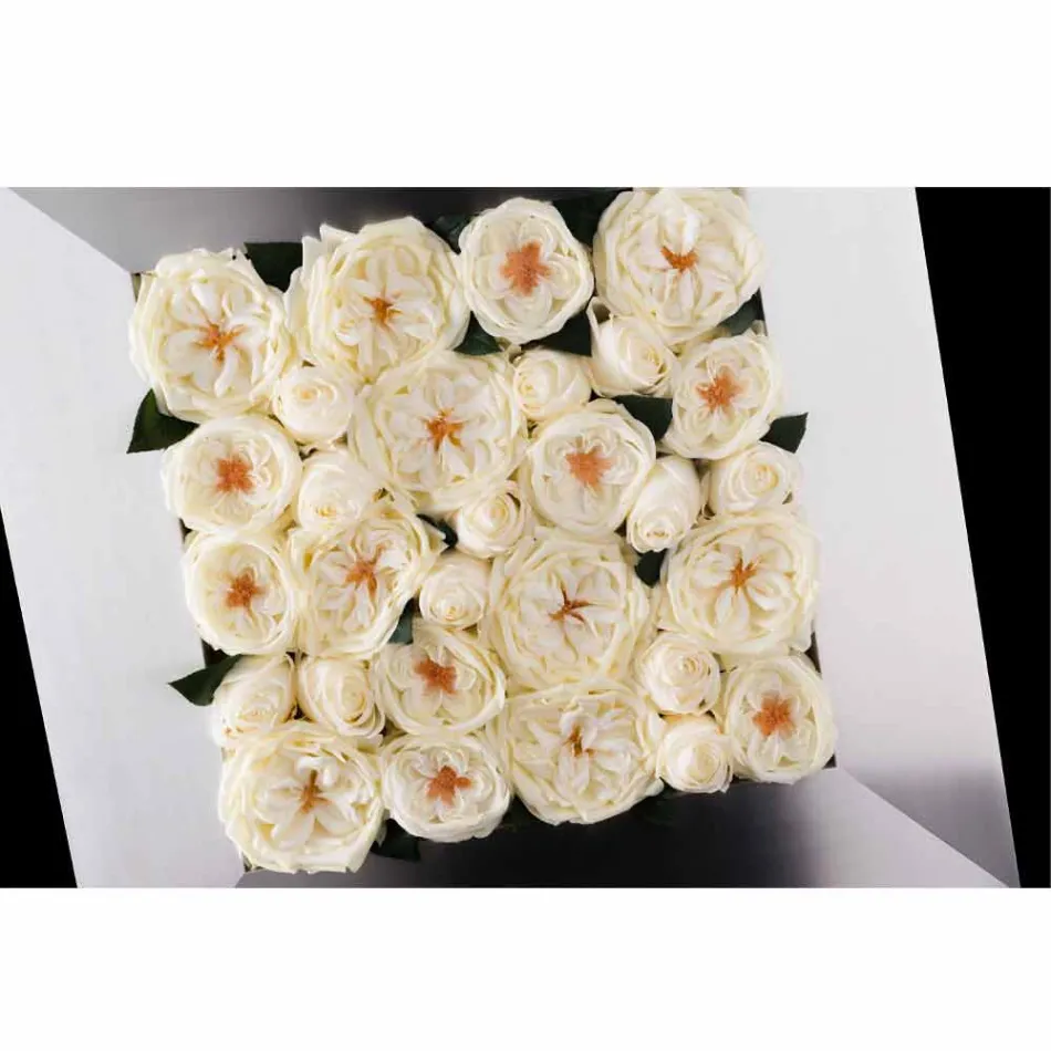 Dekorativt vægpanel i metal og hvide roser Fremstillet i Italien - Rosina Viadurini