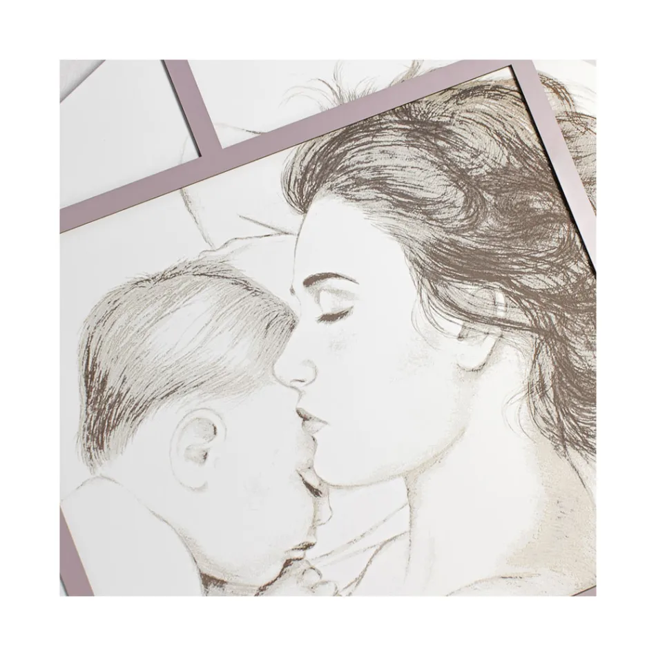 Lasergraveret panel med kvinde og barn lavet i Italien - Harald Viadurini