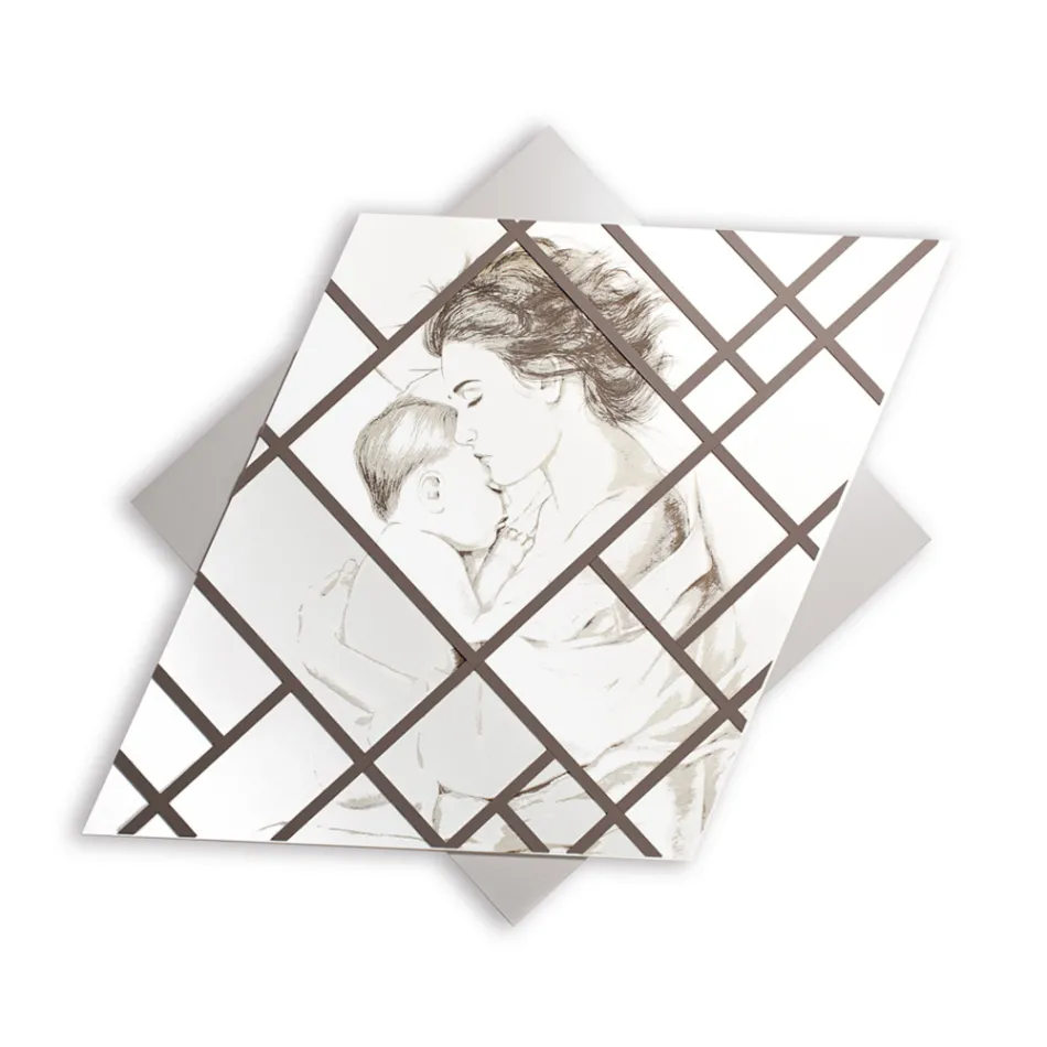 Lasergraveret panel med kvinde og barn lavet i Italien - Harald Viadurini