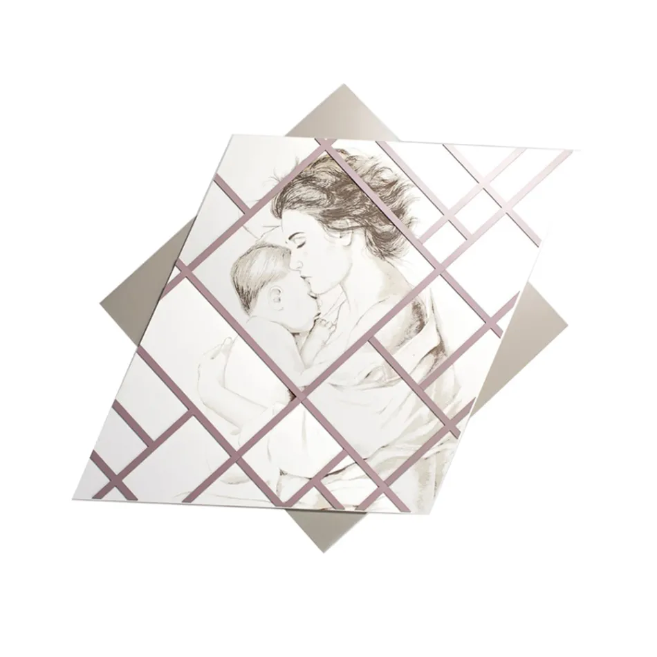 Lasergraveret panel med kvinde og barn lavet i Italien - Harald Viadurini