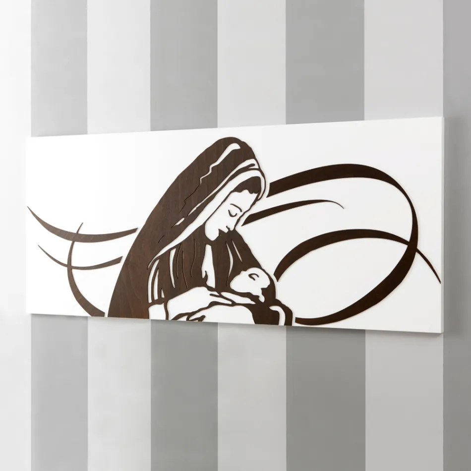 Panel lavet med lasergravering, der skildrer moderen lavet i Italien - Chiyo Viadurini