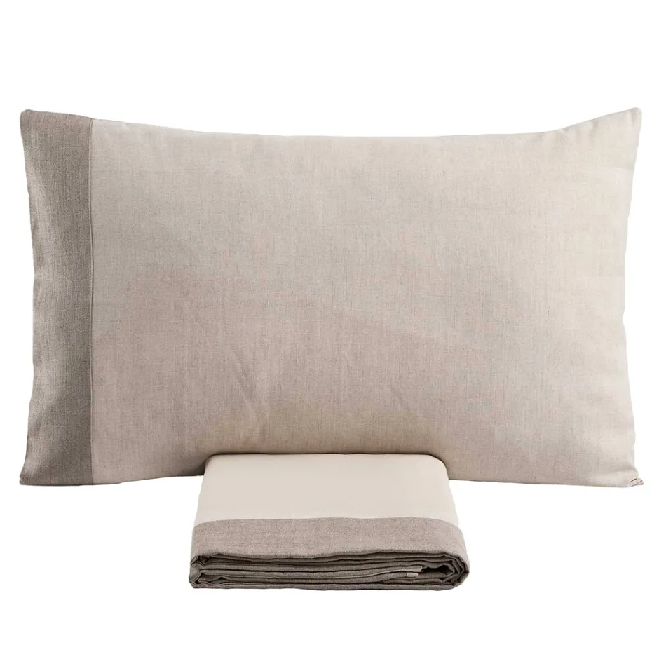 Dobbelt dynebetræk i 90% bomuld og 10% hør Lavet i Italien - Nestlé Viadurini