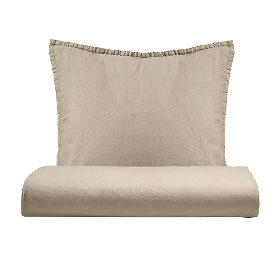 Enkelt dynebetræk i ren beklædningsfarvet bomuld med 1 pudebetræk - delikatesse Viadurini