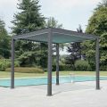 Pergola 3x4 mt i antracitmalet aluminium med håndsving - Levante