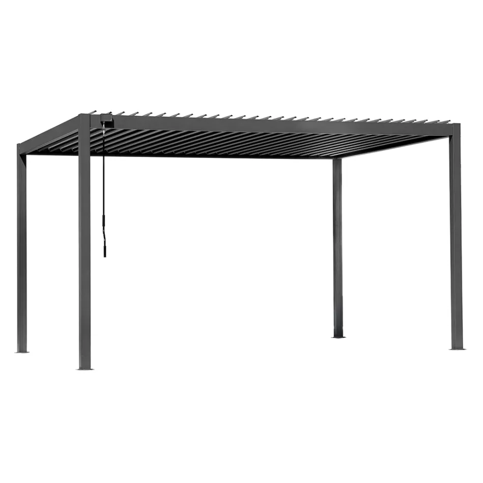 Antracit aluminiumspergola med justerbart tag - Vitta Viadurini