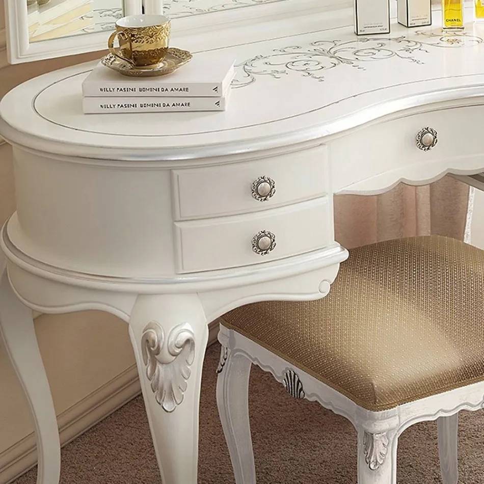 Klassisk træ makeup kam med spejl lavet i Italien - Cambrige Viadurini