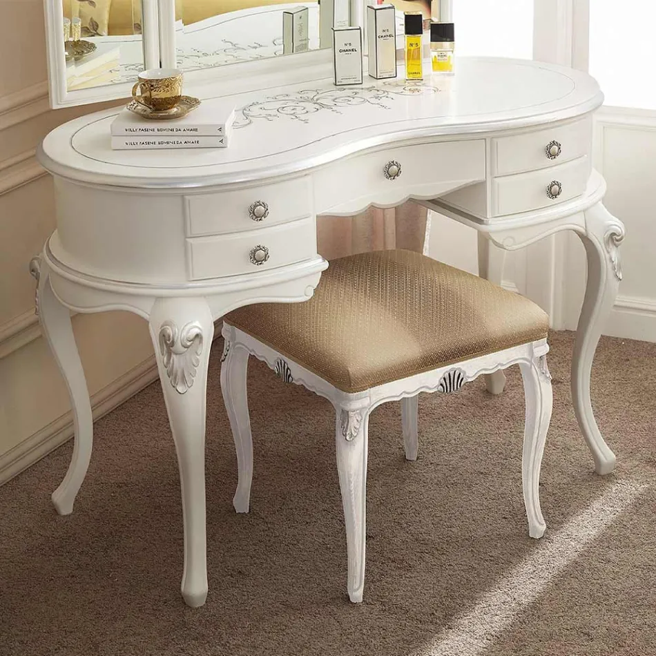 Klassisk træ makeup kam med spejl lavet i Italien - Cambrige Viadurini