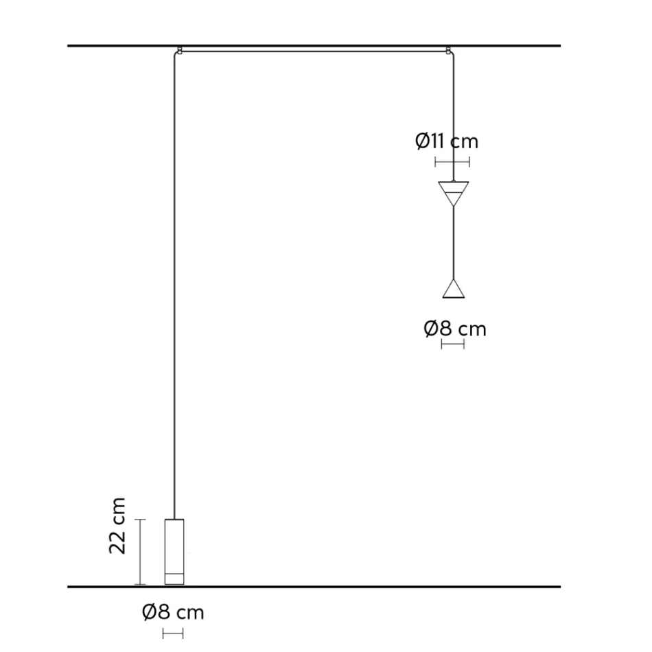 Gulvlampe i sort aluminium og dobbeltkegle minimalt design - Mercado Viadurini