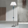 Klassisk gulvlampe i metal og glas med stof lampeskærm - Oliver