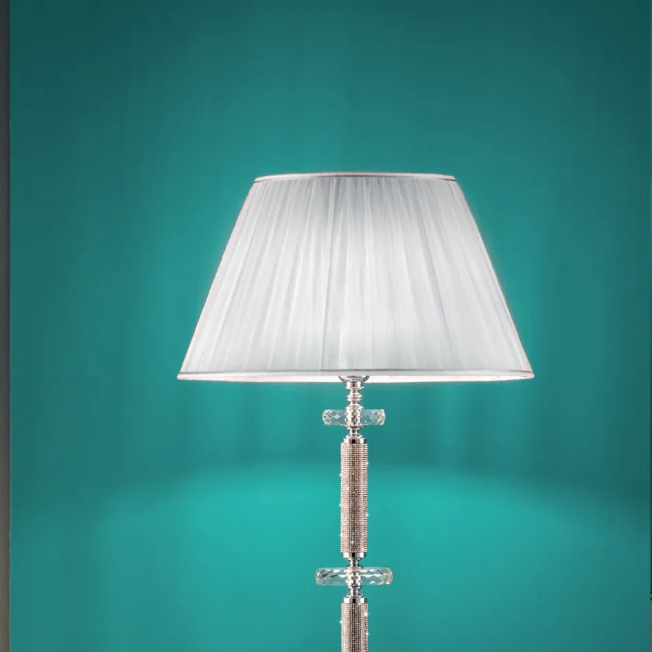 Klassisk design gulvlampe i krom, krystal og brilliant metal - Sisifo Viadurini