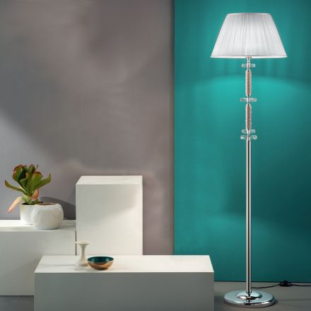 Klassisk design gulvlampe i krom, krystal og brilliant metal - Sisifo Viadurini