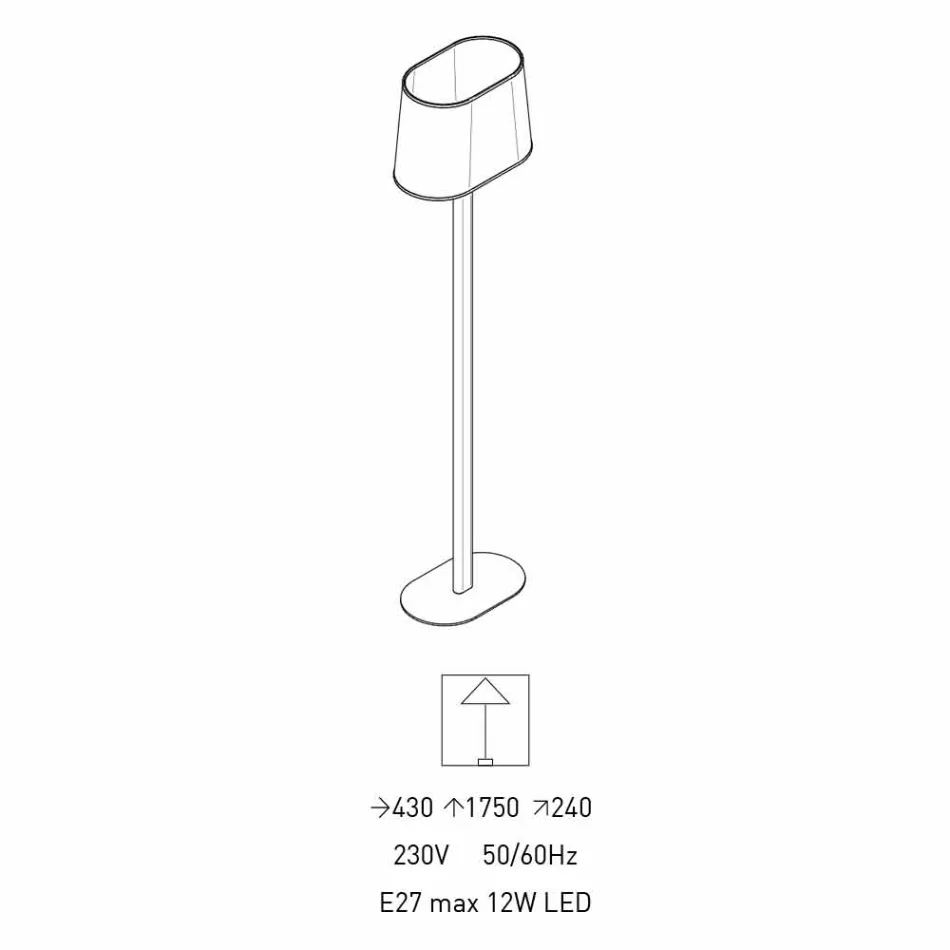 Moderne design gulvlampe i metal med stofskærm Lavet i Italien - Jump Viadurini