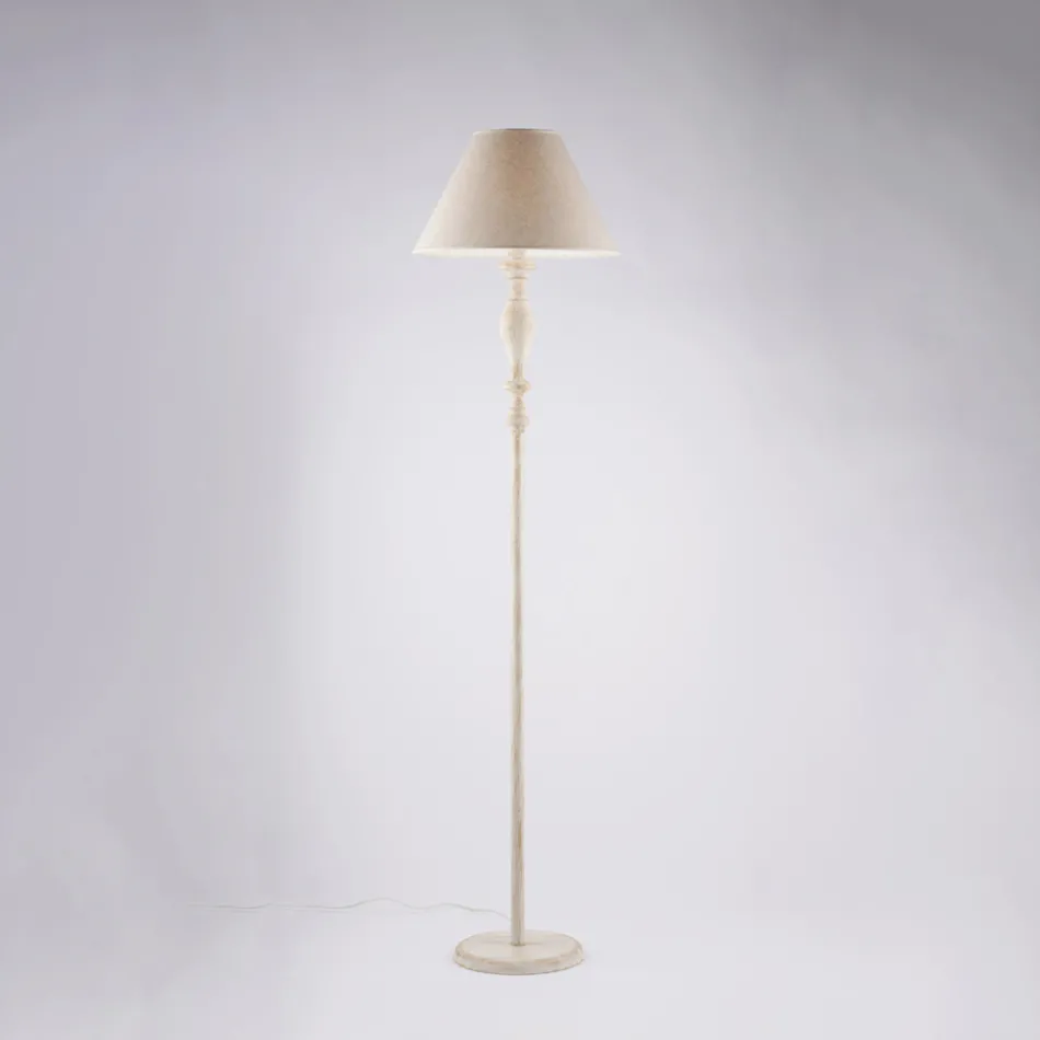 Gulvlampe og lampeskærm i træ og jern, fremstillet i Italien til indretning - Toscana Viadurini