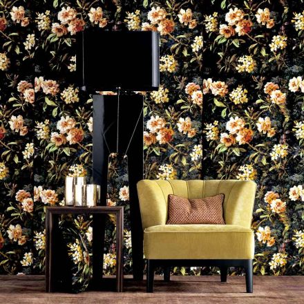 Gulvlampe lavet af træ og Grilli Zarafa design stof lavet i Italien Viadurini