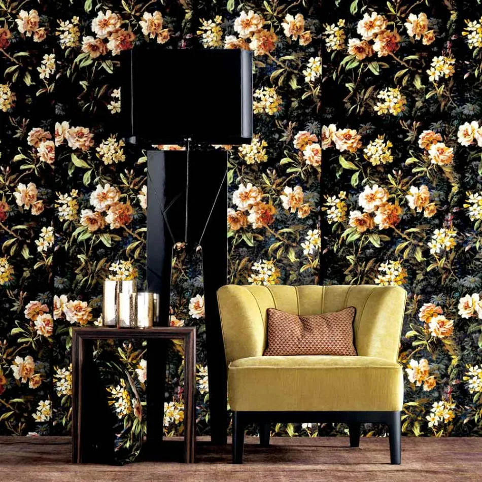 Gulvlampe lavet af træ og Grilli Zarafa design stof lavet i Italien Viadurini