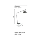 Metalgulvlampe med Pvc-skærm beklædt med stof - Adriana Viadurini