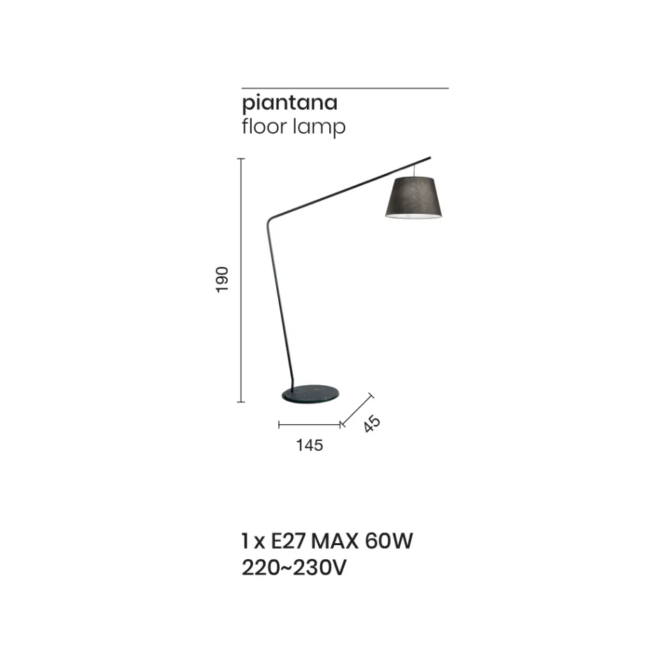Metalgulvlampe med Pvc-skærm beklædt med stof - Adriana Viadurini