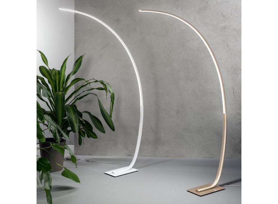 Moderne dæmpbar LED-gulvlampe i sort, guld eller hvidmetal - Gondol Viadurini