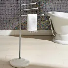 Vintage 3-armet håndklædeholder i messing og keramik - Lyon Viadurini