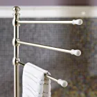 Vintage 3-armet håndklædeholder i messing og keramik - Lyon Viadurini