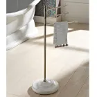 Vintage 3-armet håndklædeholder i messing og keramik - Lyon Viadurini