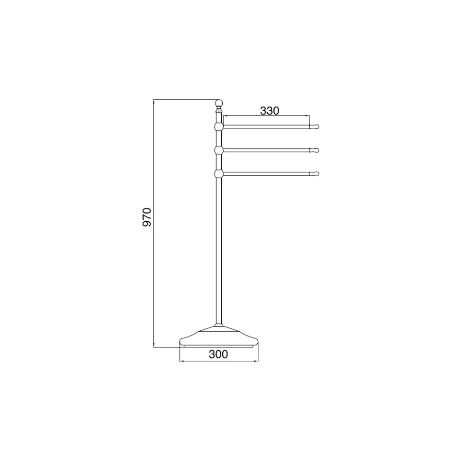 Vintage 3-armet håndklædeholder i messing og keramik - Lyon Viadurini