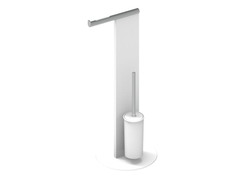 Stående toiletbørsteholder og baderulle i hvid eller sort aluminium - Alcade Viadurini