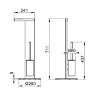 Stående toiletbørsteholder og baderulle i hvid eller sort aluminium - Alcade Viadurini