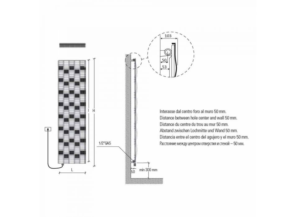 5 bar design stål elektrisk strålingsplade op til 1000 watt - flod