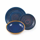 Farvede og moderne plader 18 stykker i stentøj komplet bordservice - Egadi Viadurini