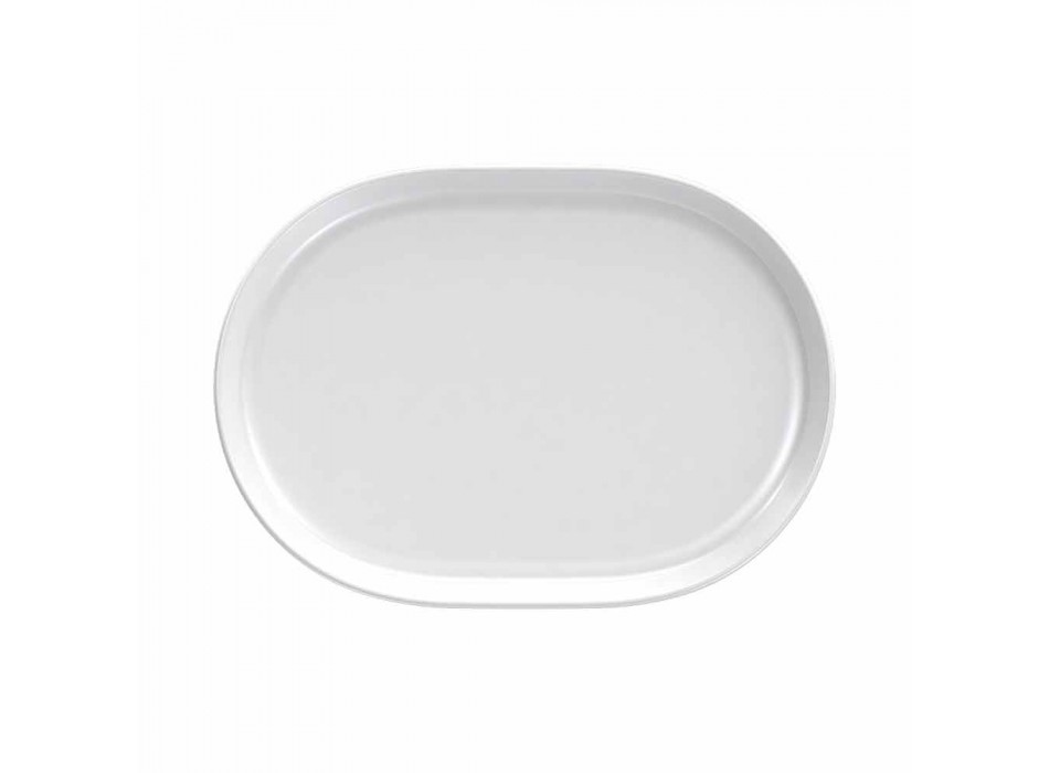 Moderne hvide ovale serveringsplader i porcelæn 4 stykker - Arktis Viadurini