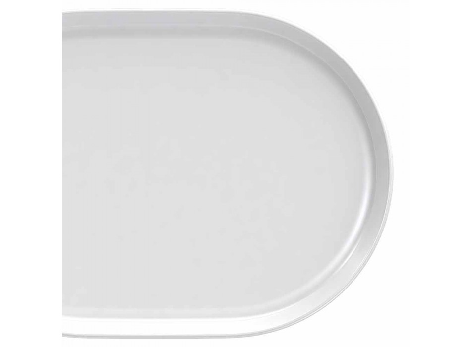 Moderne hvide ovale serveringsplader i porcelæn 4 stykker - Arktis Viadurini